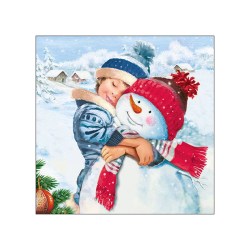 Χαρτοπετσέτα για Decoupage Χριστουγεννιάτικη Χιονάνθρωπος με παιδάκι - 1 τεμ.