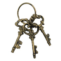 Κλειδιά σιδερένια σε κρίκο με χρυσή πατίνα set 3τεμ. 9-11cm