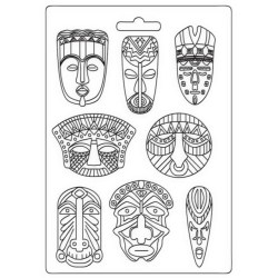 Καλούπι Σιλικόνης Savana Tribal Masks A4 - Stamperia