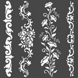 Mix Media Thick Stencil μπορντούρες λουλουδιών 18x18cm - Stamperia