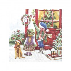 Χαρτοπετσέτα Χριστουγεννιάτικη παιδάκια στην πόρτα - 1 τεμ.