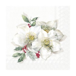 Χαρτοπετσέτα Χριστουγεννιάτικη Γκι με λευκά λουλούδια - 1 τεμ.
