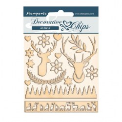 Διακοσμητικό Chipboard Pink Christmas renne 14x14cm Stamperia