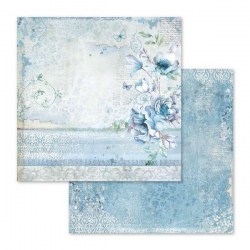 Χαρτι Scrapbooking  Διπλής Όψεως με μπλε λουλούδια 30.5x30.5cm  Stamperia