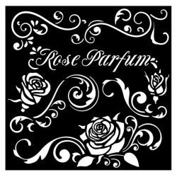 Mix Media Thick Stencil Rose Perfume Bordura 18x18cm - Stamperia