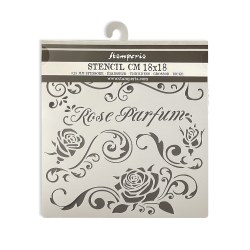 Mix Media Thick Stencil Rose Perfume Bordura 18x18cm - Stamperia