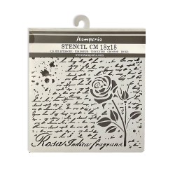 Mix Media Thick Stencil Rose Perfume Rose Manuscript 18x18cm - Stamperia