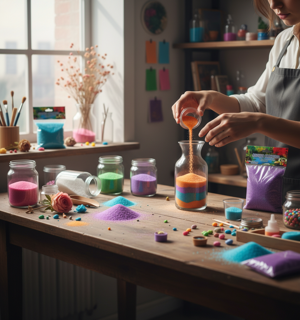 Στοίβα από Μωβ  διακοσμητική χρωματιστή άμμο σε λευκό φόντο