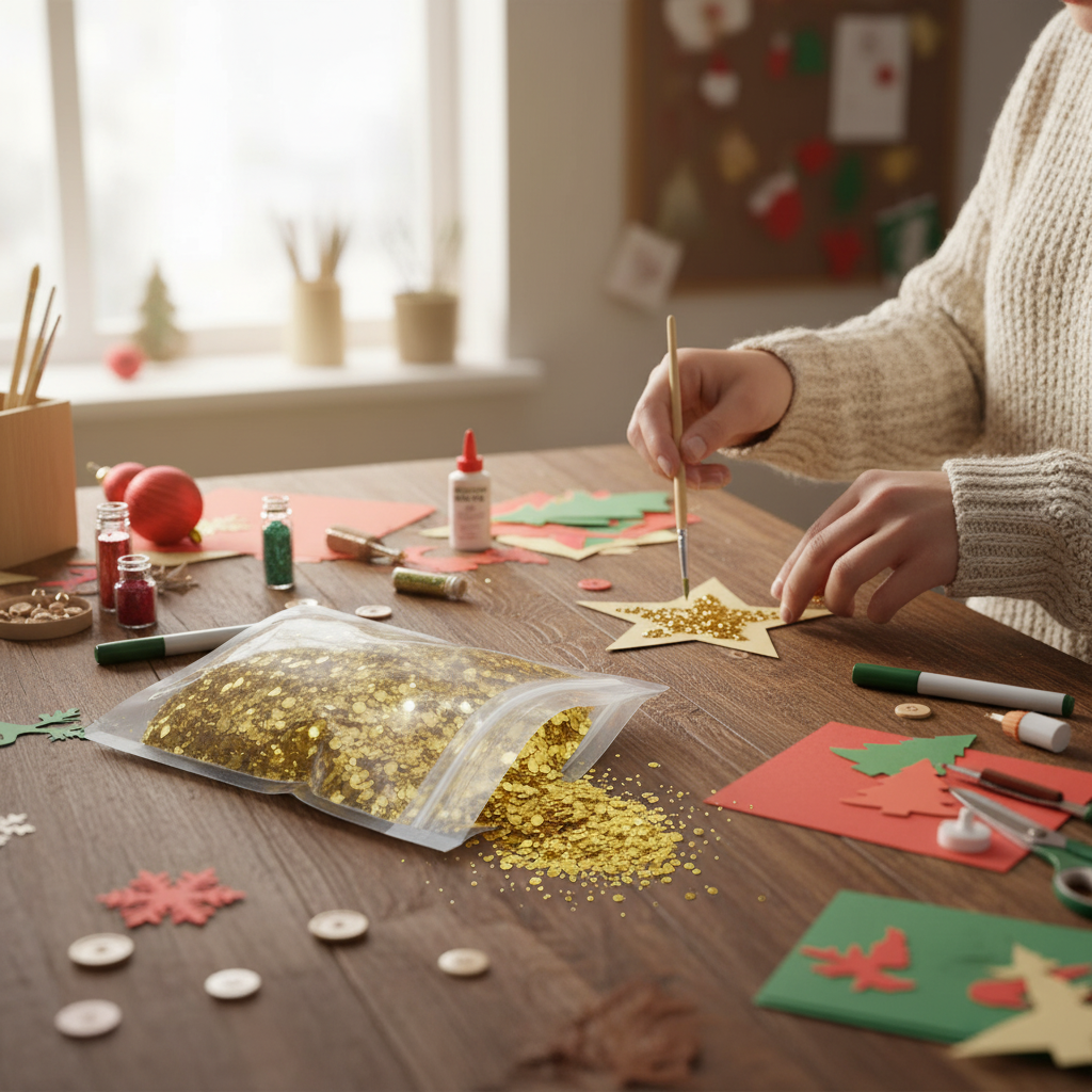 Σακούλα με  χρυσό γκλίτερ μικτών μεγεθών 1kg