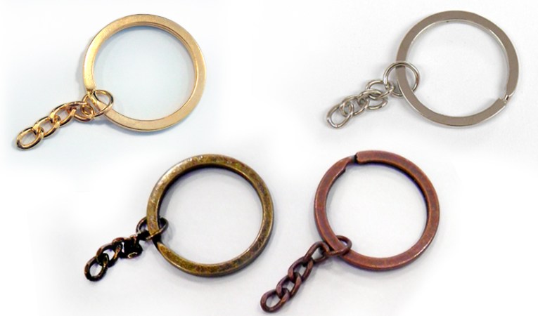 Μεταλλικοί κρίκοι Χρυσοί για μπρελόκ 3cm με αλυσίδα 3cm  σετ 5τεμ