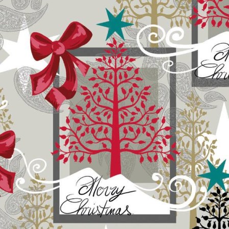 Χαρτοπετσέτες  με  μοντέρνο Merry Christmas 33x33cm