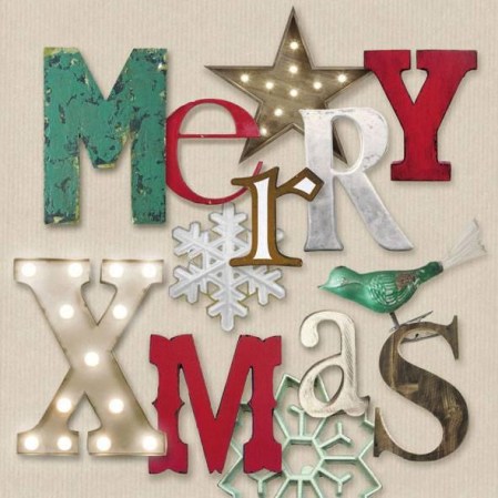 Χαρτοπετσέτες με Merry Christmas σε μπεζ Φόντο 33x33cm