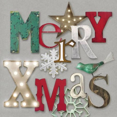 Χαρτοπετσέτες Merry Christmas με Γκρι φόντο 33x33cm