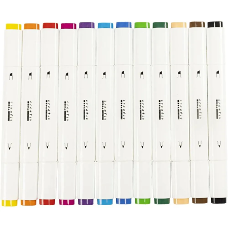 Μαρκαδόροι για ζωγραφική Illustration markers  1mm + 8mm  12 τεμάχια 