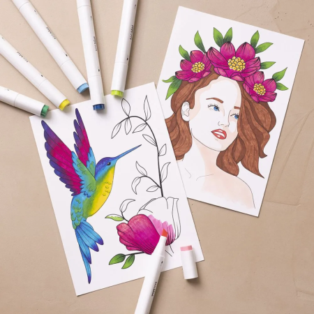 Μαρκαδόροι για ζωγραφική Illustration markers  1mm + 8mm  12 τεμάχια 