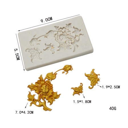 Καλούπι σιλικόνης Πεταλούδα και λουλούδια 9x5.5x1cm