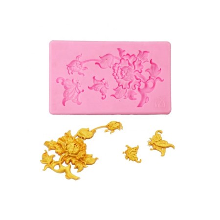 Καλούπι σιλικόνης Πεταλούδα και λουλούδια 9x5.5x1cm