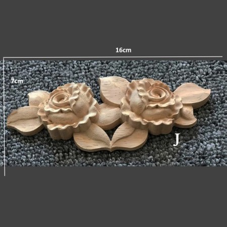 Ξυλόγλυπτο διακοσμητικό από μασίφ ξύλο τριανταφυλλάκια 16x7x1.5cm