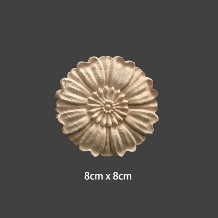 Ξυλόγλυπτο από μασίφ ξύλο ροζέτα λουλούδι 8cm