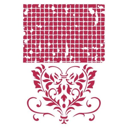 Stencils Δίχτυ και Σχέδιο καρδιάς 21x29.7cm - Stamperia