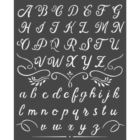 Mix Media Stencil Καλλιγραφικό Αλφάβητο 25x20cm - Stamperia