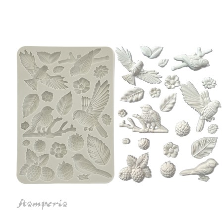 Καλούπι Σιλικόνης Golden Harmony Forest birds  A5 - Stamperia