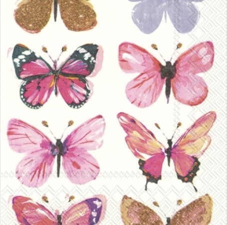 Χαρτοπετσέτα για Decoupage Πεταλούδες - Nathalie pink 1 τεμάχιο