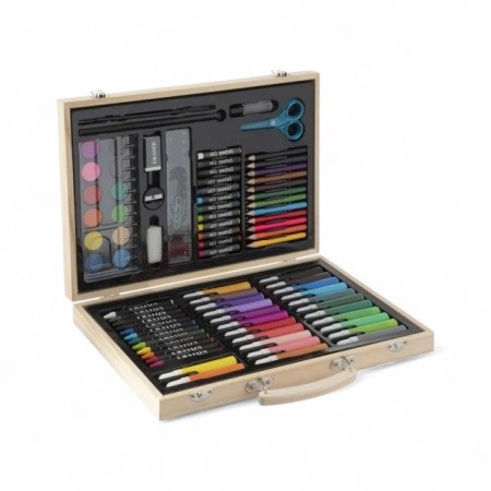 Moxy Ξύλινη Βαλίτσα 33x23x5cm με 86 Τεμάχια Ζωγραφικής