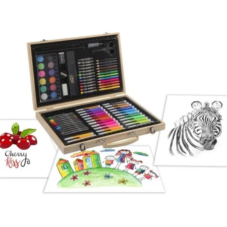 Moxy Ξύλινη Βαλίτσα 33x23x5cm με 86 Τεμάχια Ζωγραφικής