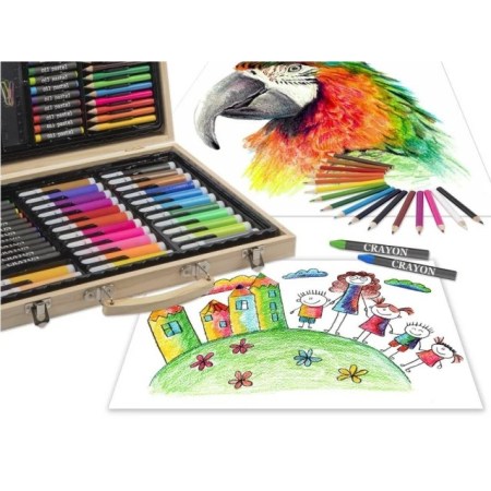 Moxy Ξύλινη Βαλίτσα 33x23x5cm με 86 Τεμάχια Ζωγραφικής