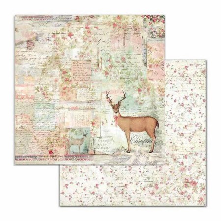 Χαρτί Scrapbooking  Διπλής Όψεως Γράμματα Τάρανδος 30.5x30.5cm  Stamperia