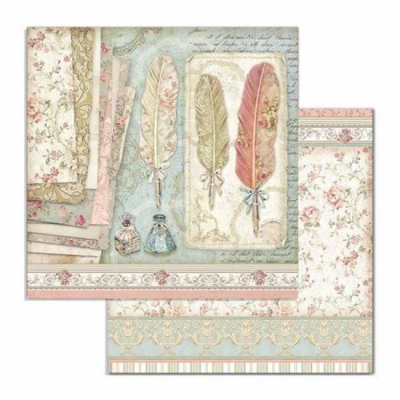 Χαρτί Scrapbooking  Διπλής Όψεως Φτερά λουλούδια 30.5x30.5cm  Stamperia