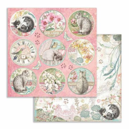 Χαρτί Scrapbooking  Διπλής Όψεως γατούλες σε μπάλες 30.5x30.5cm  Stamperia