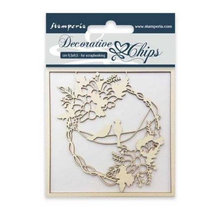 Διακοσμητικό Chipboard Γιρλάντα πουλάκια 9.5x9.5cm Stamperia