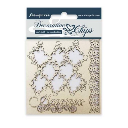 Διακοσμητικό Chipboard Δαντέλα πλαίσιο 9.5x9.5cm Stamperia