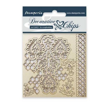 Διακοσμητικό Chipboard Δαντέλα πλαίσιο 9.5x9.5cm Stamperia