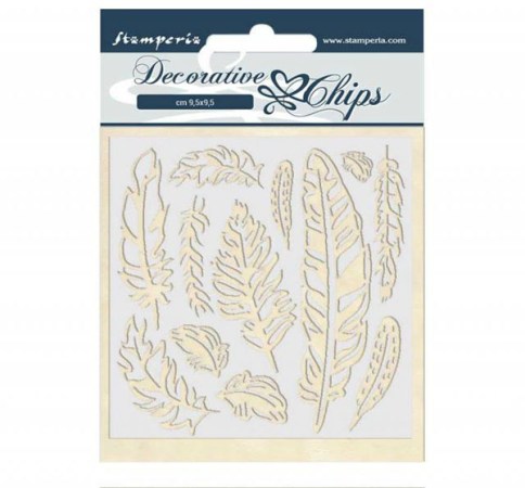 Διακοσμητικό Chipboard Φτερά 14x14cm Stamperia