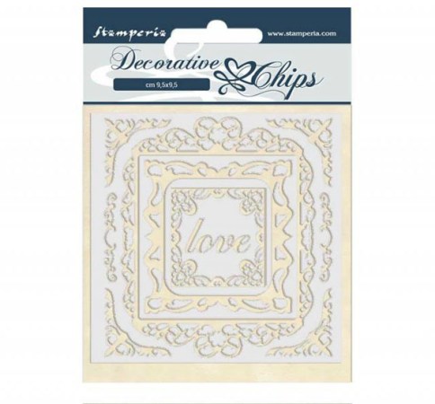 Διακοσμητικό Chipboard Διακοσμητικά Love 14x14cm Stamperia