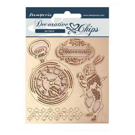 Διακοσμητικό Chipboard Alice in wonderland 14x14cm Stamperia