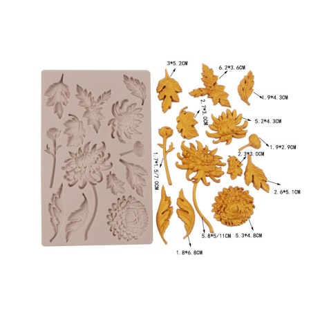Καλούπι σιλικόνης Χρυσάνθεμα Φύλλα 200x125mm