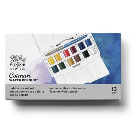 Κασετίνα Winsor & Newton Cotman Pocket Set με 12 πλακάκια ακουαρέλας & πινέλο - ιδανική για καλλιτέχνες που ταξιδεύουν