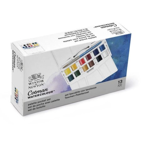 Κασετίνα Winsor & Newton Cotman Pocket Set με 12 πλακάκια ακουαρέλας & πινέλο - ιδανική για καλλιτέχνες που ταξιδεύουν