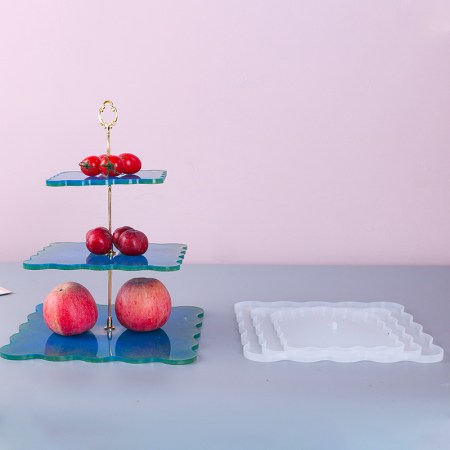 Καλούπια σιλικόνης για δημιουργία τετράγωνης τριώροφης  τουρτιέρας 3τεμ