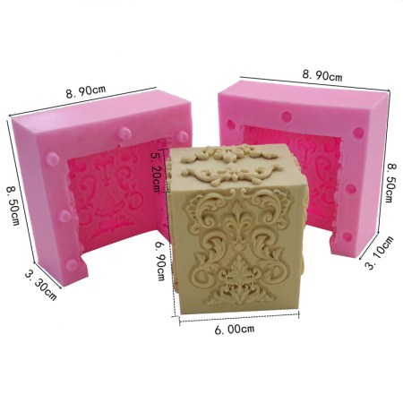 Καλούπι σιλικόνης 3d τετράγωνο με vintage σχέδιο 8.8x6.4x8.5cm