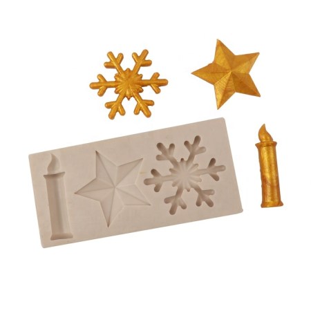 Καλούπι σιλικόνης κερί αστέρι νιφάδα 95x46x10mm