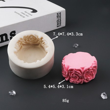 Καλούπι σιλικόνης με κύλινδρο από τριαντάφυλλα 7.2x3.5cm