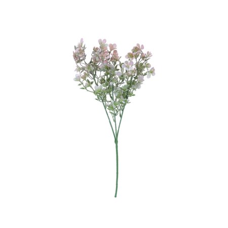 Τεχνητό κλαδί με πράσινα φύλλα και διακριτικά ροζ άνθη, μήκους 70 εκατοστών, σε λευκό φόντο.