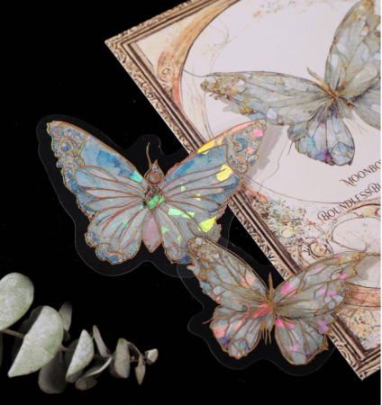 Αυτοκόλλητα PVC με Πεταλούδες Μπλε Ιριδίζον σετ 20τεμ.