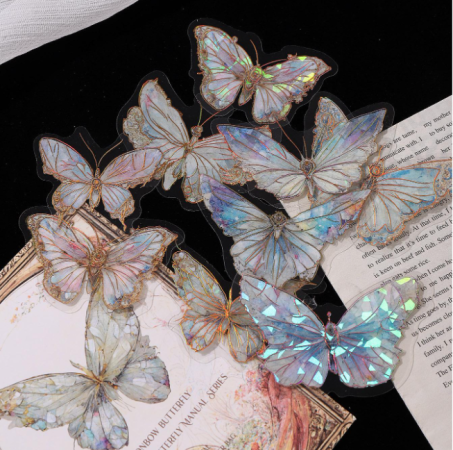 Αυτοκόλλητα PVC με Πεταλούδες Μπλε Ιριδίζον σετ 20τεμ.