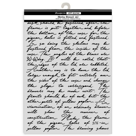 Μεγάλο στένσιλ Α3 της Stamperia με σχέδιο γραφής σε καλλιγραφική γραμματοσειρά